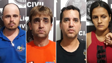 Ricardo, Rafael, Rogimar e Andréia foram presos por receptação (Foto/Montagem: Polícia Civil - Uruaçu/Redação Excelência Notícias)