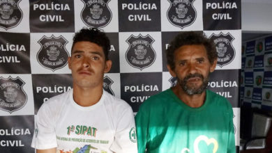 (esq.) Michael e Valdivino, pai e filho, resistem a prisão (Fonte: Polícia Civil)